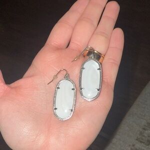 Elegant White + Silver Drop Earrings